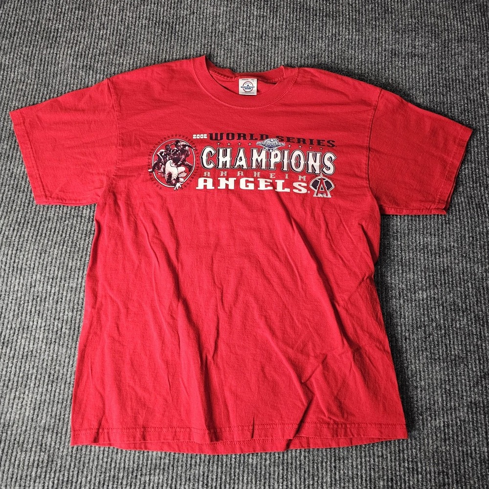 Vintage Anaheim Angels Shirt Mens Large Red MLB Baseball 2002 World Series Delta